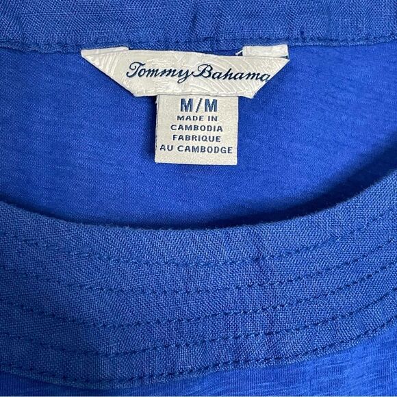 Tommy Bahama navy bottom ruffled mini‎ sundress dress size medium - Picture 2 of 7